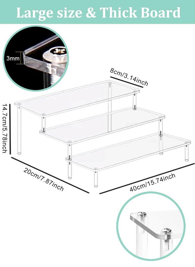 Acrylic Display Riser, 3-Tier Perfume Organizer Rack, Clear Cupcake Holder, Large Display Stand for Figures, Party Dessert Shelves, Makeup Organizer, Crystal Stone Riser Stand for Decoration - Image 2