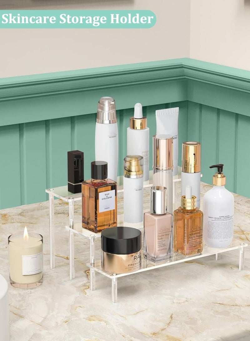 Acrylic Display Riser, 3-Tier Perfume Organizer Rack, Clear Cupcake Holder, Large Display Stand for Figures, Party Dessert Shelves, Makeup Organizer, Crystal Stone Riser Stand for Decoration - Image 5
