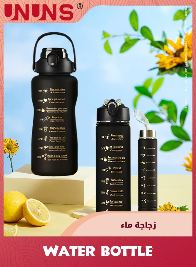 UNUNS Water Bottles Set,3pcs Insulated Water Bottles With Drinking Time Straw,300ML/700ML/2000ML Fitness Bottle For Family,Office,Gym Outdoor Travel - Image 5
