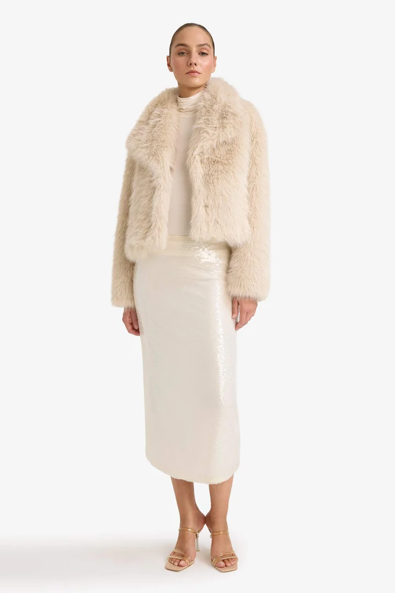ديفاكتو A Cut Sequined Fabric Normal Waist Skirt