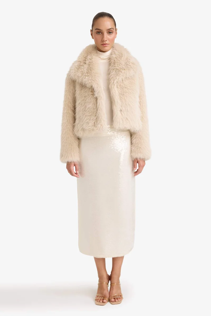 ديفاكتو A Cut Sequined Fabric Normal Waist Skirt