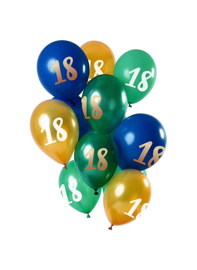 فولات بالونات لاتكس لأعياد الميلاد 18 عامًا، ذهبية وخضراء وزرقاء، 30 سم، عبوة من 12 بالونة
