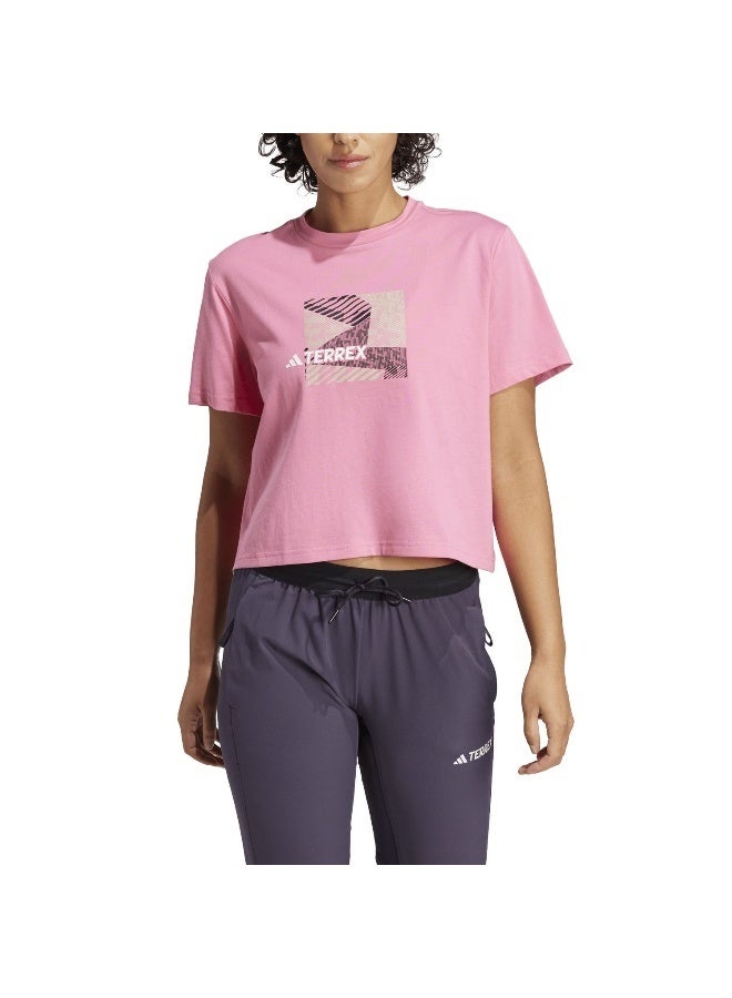 adidas Originals adidas Puzzle Tee Pink Hiking T-Shirts 2XS - Image 4
