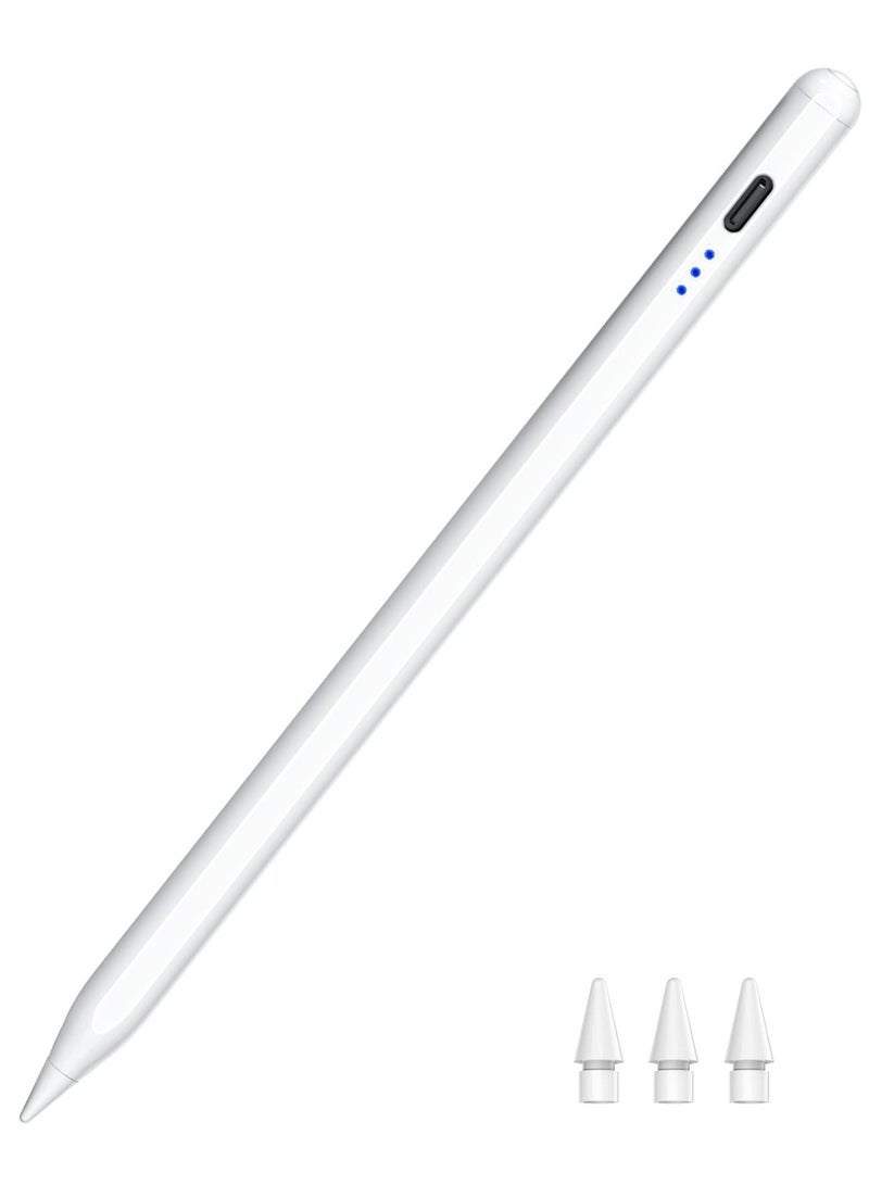 قلم iPad من الجيلين التاسع والعاشر، قلم سريع الشحن لمدة 10 دقائق متوافق مع أقلام Apple Pencil من الجيل الأول والثاني، و6/7/8/9/10، وPro 11 بوصة و12.9 بوصة، وAir 3/4/5، وmini 5/6 مع خاصية رفض راحة اليد، وحساسية الإمالة - Image 1
