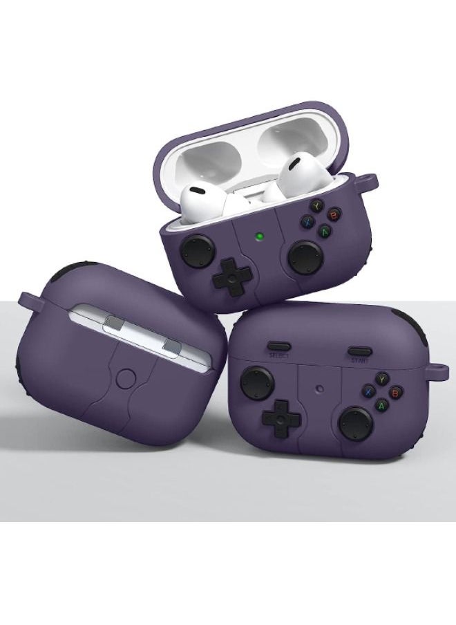 ماركة غير محددة - جراب Airpods Pro 2 / جراب Airpods Pro ، تصميم وحدة التحكم في الألعاب ، جراب Airpods Pro 2 2022 مع سلسلة مفاتيح للرجال والنساء ، غطاء واقٍ من السيليكون الناعم لأجهزة Airpods Pro 2nd / 1st Gen (أرجواني) - Image 1
