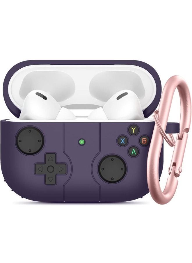ماركة غير محددة - جراب Airpods Pro 2 / جراب Airpods Pro ، تصميم وحدة التحكم في الألعاب ، جراب Airpods Pro 2 2022 مع سلسلة مفاتيح للرجال والنساء ، غطاء واقٍ من السيليكون الناعم لأجهزة Airpods Pro 2nd / 1st Gen (أرجواني) - Image 1