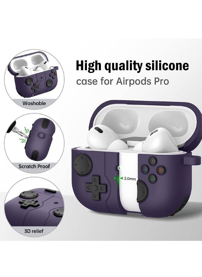 ماركة غير محددة - جراب Airpods Pro 2 / جراب Airpods Pro ، تصميم وحدة التحكم في الألعاب ، جراب Airpods Pro 2 2022 مع سلسلة مفاتيح للرجال والنساء ، غطاء واقٍ من السيليكون الناعم لأجهزة Airpods Pro 2nd / 1st Gen (أرجواني) - Image 1