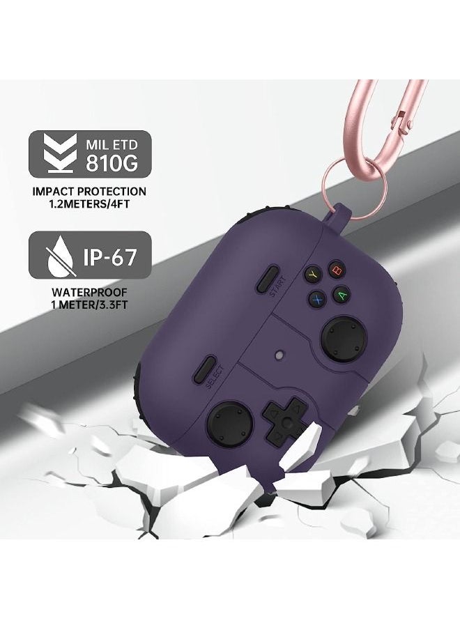 ماركة غير محددة - جراب Airpods Pro 2 / جراب Airpods Pro ، تصميم وحدة التحكم في الألعاب ، جراب Airpods Pro 2 2022 مع سلسلة مفاتيح للرجال والنساء ، غطاء واقٍ من السيليكون الناعم لأجهزة Airpods Pro 2nd / 1st Gen (أرجواني) - Image 1