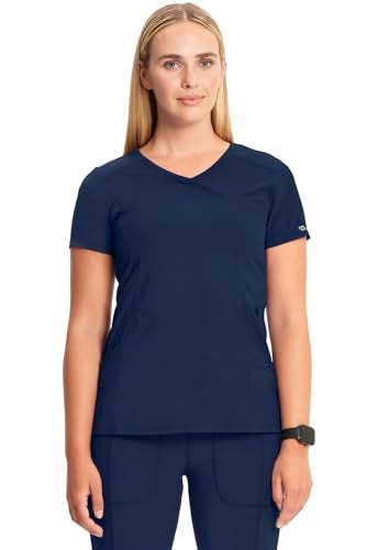 Cherokee Infinity Cherokee Women Nurse Scrubs Top Mock Wrap 2625A, XL, Navy - Image 1