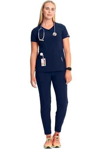 Cherokee Infinity Cherokee Women Nurse Scrubs Top Mock Wrap 2625A, XL, Navy - Image 3