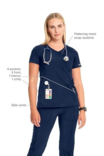 Cherokee Infinity Cherokee Women Nurse Scrubs Top Mock Wrap 2625A, XL, Navy - Image 4