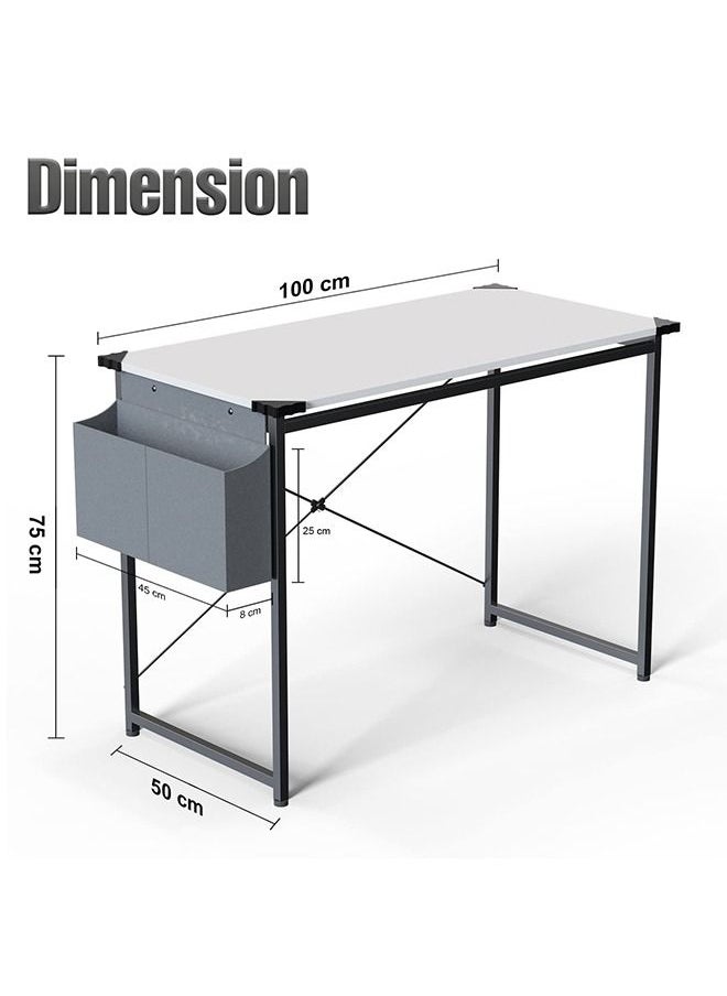 ZERIFAM - 100 x 50 cm Computer Desk Student Study Table Laptop Writing Desks with Storage Bag - Image 1