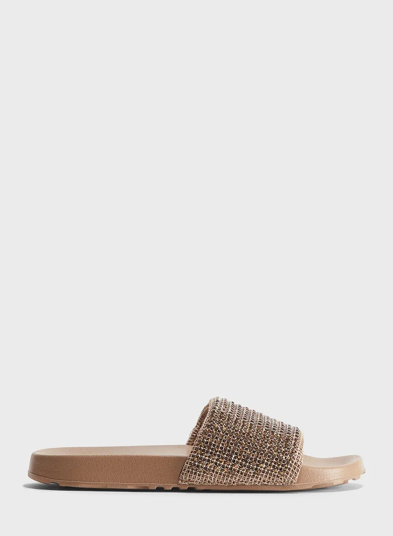 H&M Rhinestone-Embellished Pool Slides