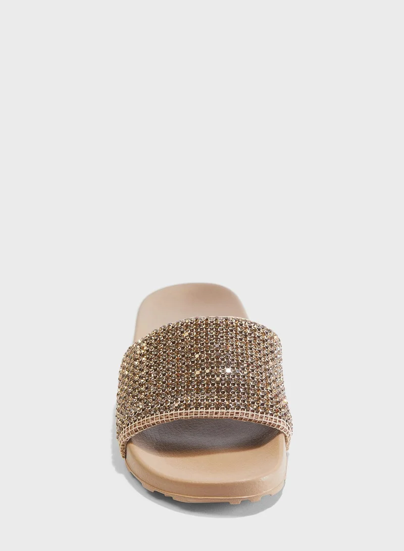 H&M Rhinestone-Embellished Pool Slides