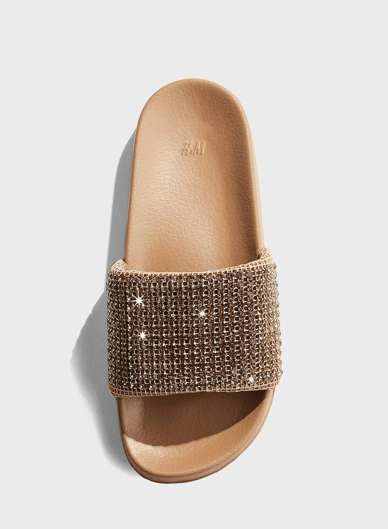 H&M Rhinestone-Embellished Pool Slides