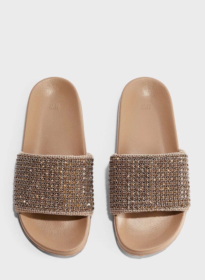 H&M Rhinestone-Embellished Pool Slides