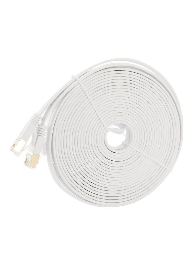 NIBEMINENT - CAT 7 Ethernet Computer Internet Flat Lan Network RJ45 Connector Cable White - Image 1