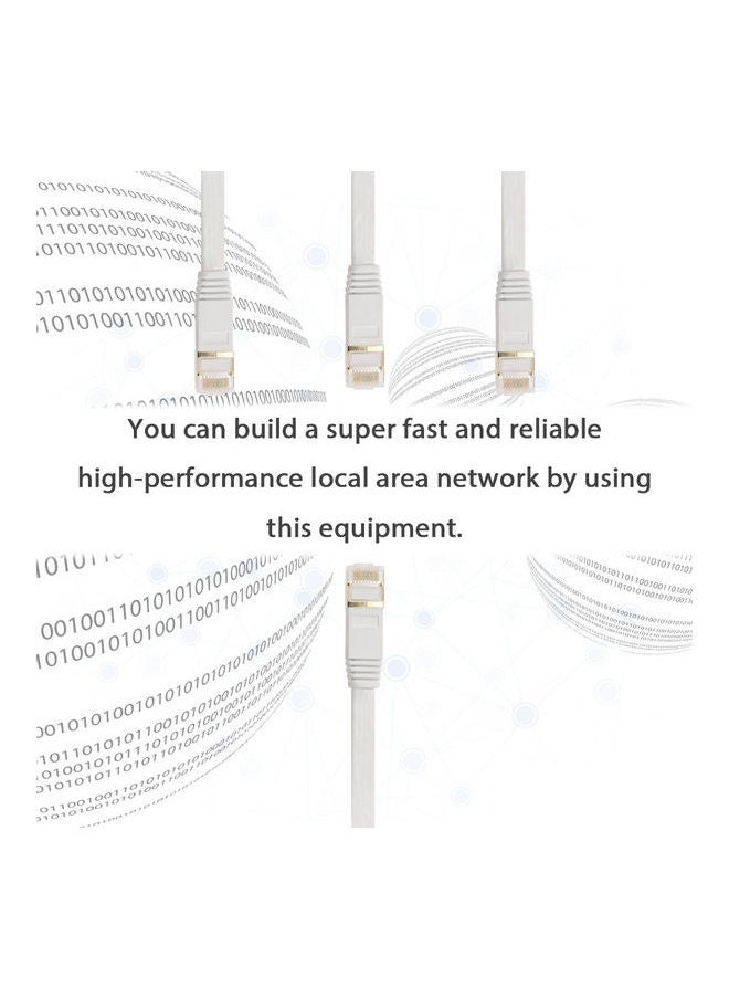NIBEMINENT - CAT 7 Ethernet Computer Internet Flat Lan Network RJ45 Connector Cable White - Image 1