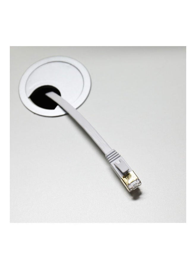 NIBEMINENT - CAT 7 Ethernet Computer Internet Flat Lan Network RJ45 Connector Cable White - Image 1