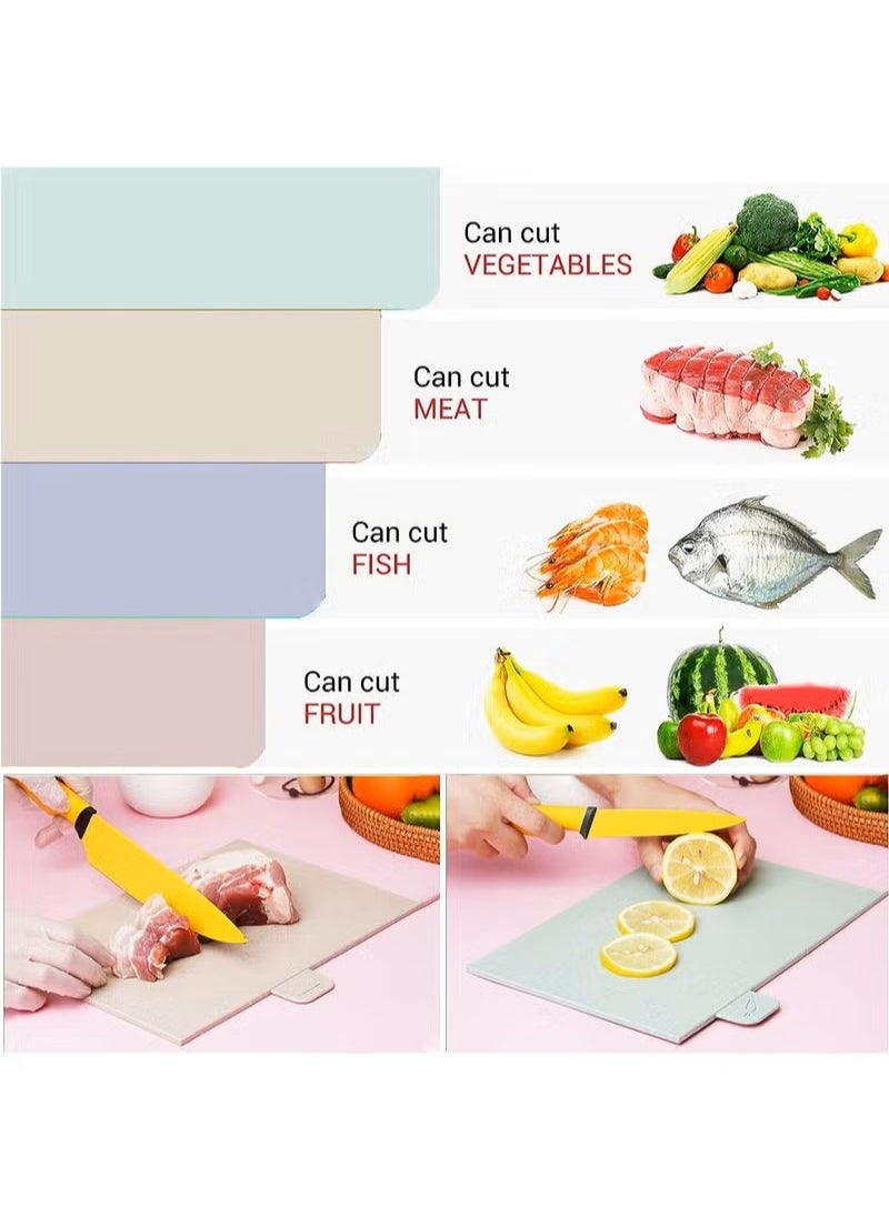 Arabest 4PCS Kitchen Cutting Boards, Plastic Cutting Board with Storage Shelf , Chopping Board for Kitchen Different Food Types (Pink)  - Image 2