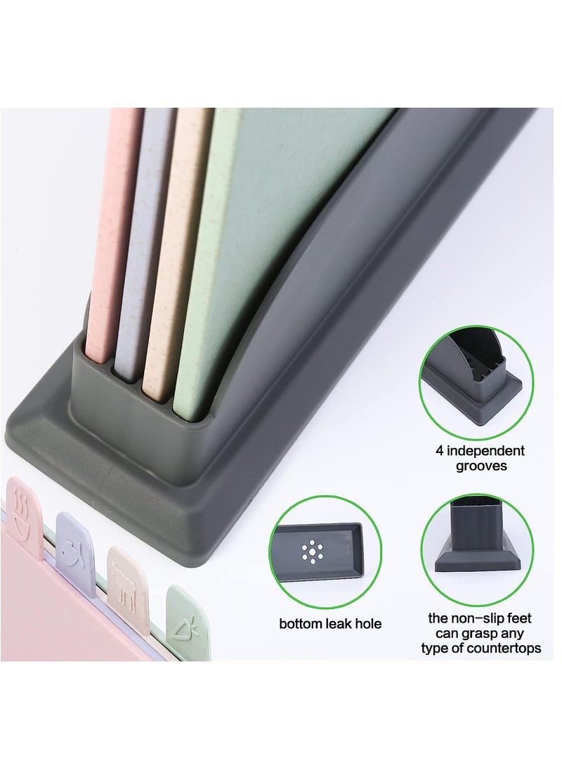 Arabest 4PCS Kitchen Cutting Boards, Plastic Cutting Board with Storage Shelf , Chopping Board for Kitchen Different Food Types (Pink)  - Image 5