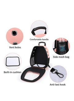 HAPPY PUSS Pet carrier backpack-  breathable travel bag with adjustable shoulder straps, sturdy handles,side storage pockets and a padded back panel for small pets, cat and dog carrier. Pink color  - Image 3