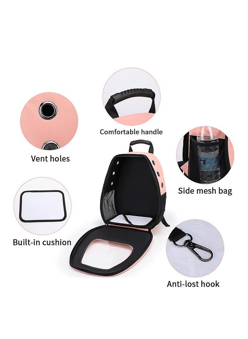 HAPPY PUSS Pet carrier backpack-  breathable travel bag with adjustable shoulder straps, sturdy handles,side storage pockets and a padded back panel for small pets, cat and dog carrier. Pink color - Image 3