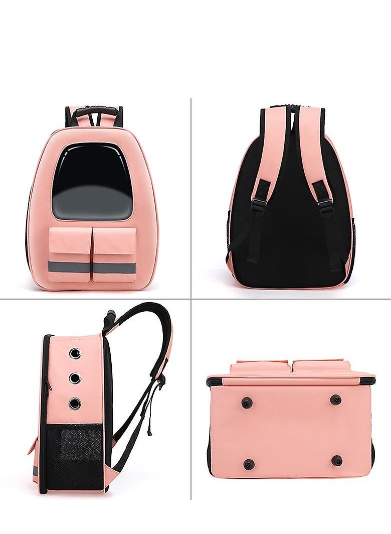 HAPPY PUSS Pet carrier backpack-  breathable travel bag with adjustable shoulder straps, sturdy handles,side storage pockets and a padded back panel for small pets, cat and dog carrier. Pink color - Image 4