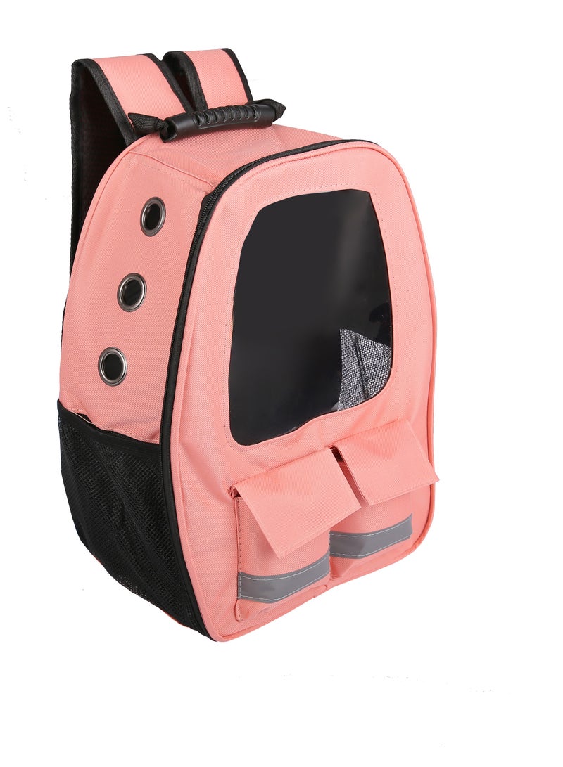 HAPPY PUSS Pet carrier backpack-  breathable travel bag with adjustable shoulder straps, sturdy handles,side storage pockets and a padded back panel for small pets, cat and dog carrier. Pink color - Image 5