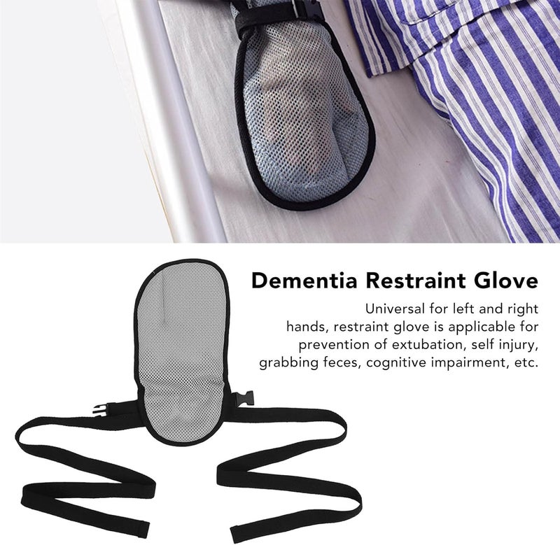 klarako Dementia Hand Glove, Breathable Hand Glove, Adjustable Safe Control Mitt for Elderly Gray - Image 4