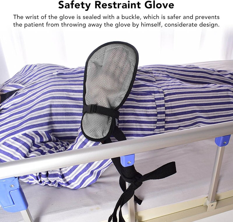 klarako Dementia Hand Glove, Breathable Hand Glove, Adjustable Safe Control Mitt for Elderly Gray - Image 3