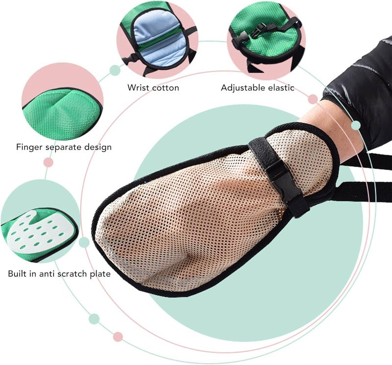 klarako Dementia Hand Glove, Breathable Hand Glove, Adjustable Safe Control Mitt for Elderly Gray - Image 5
