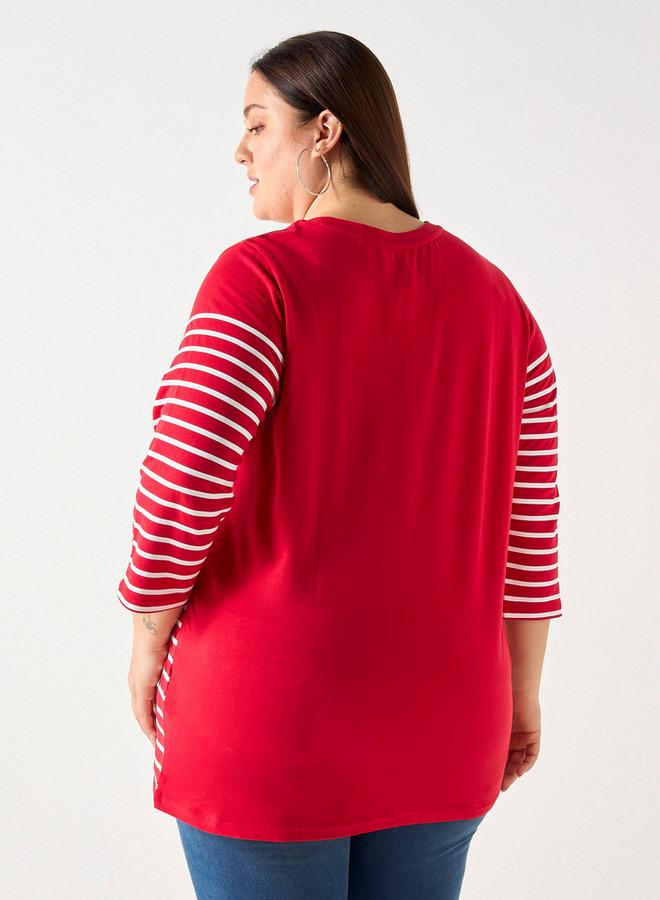  أولا بوبكن تيشيرت مخطط مقاس كبير بأكمام 3/4 من أولا بوبكين - Image 3