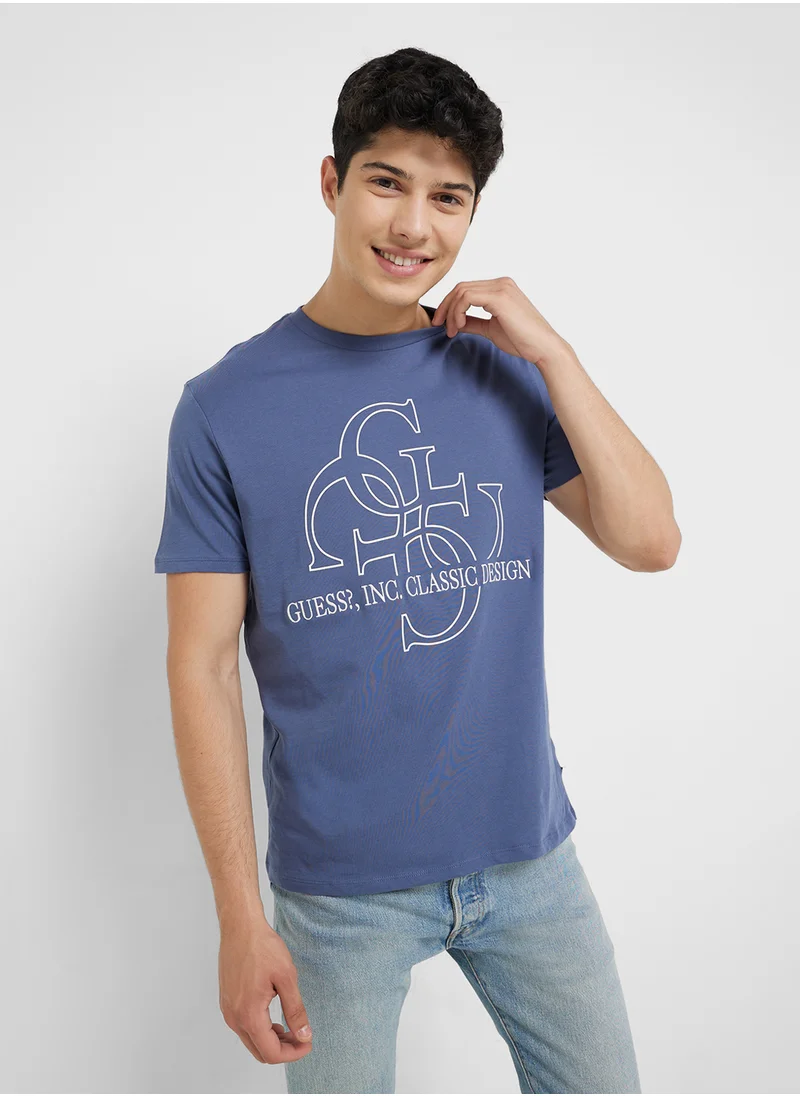 GUESS Printed Short Sleeve Crew Neck T-Shirt