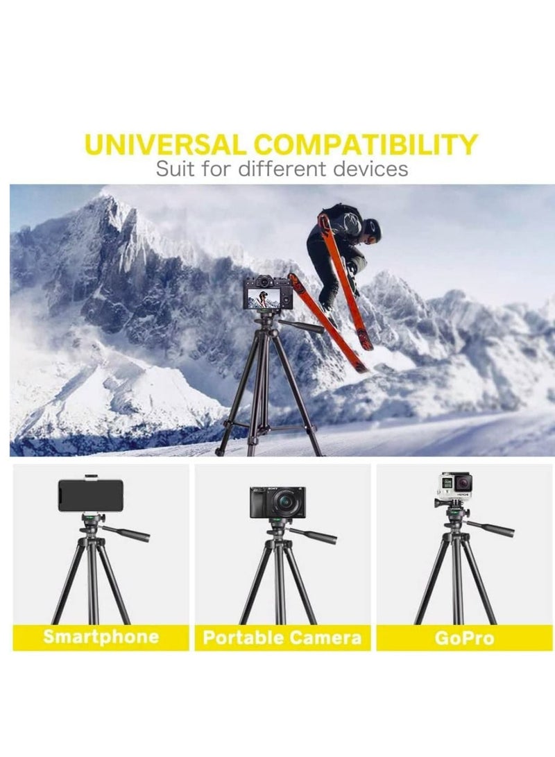 Phone Tripod, 50-inch Aluminium Travel Video Tripod Stand for Phone and Camera with Bluetooth Remote Shutter and Phone Clip, Compatible with iPhone & Android Phone - Image 3