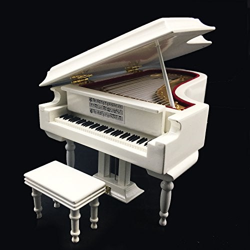 SHTWX Mylifestyle White Piano Music Box with Bench and Black Case Musical Boxes Gift for Christmas/Birthday/Valentine's Day, Melody Castle in The Sky - Image 5