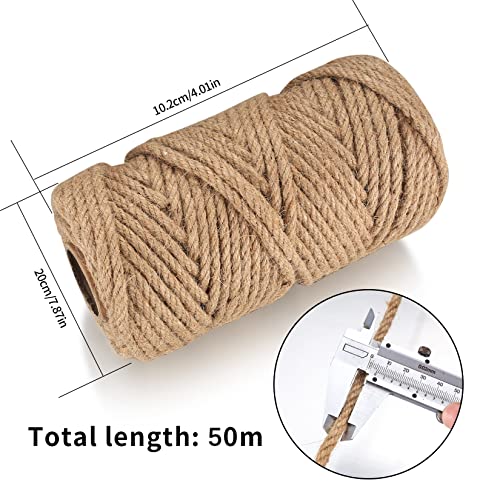 Fulushouxi 6mm Jute Rope, 164 Feet/50 m Jute Twine, Natural Hemp Rope, Heavy DutyJute Sisal String Cord Rope for DIY Arts Crafts, Gardening, Bundling, Decorating, Cat Scratching Post, Gift Wrapping (6mm x 164ft) - Image 2
