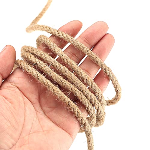 Fulushouxi 6mm Jute Rope, 164 Feet/50 m Jute Twine, Natural Hemp Rope, Heavy DutyJute Sisal String Cord Rope for DIY Arts Crafts, Gardening, Bundling, Decorating, Cat Scratching Post, Gift Wrapping (6mm x 164ft) - Image 3