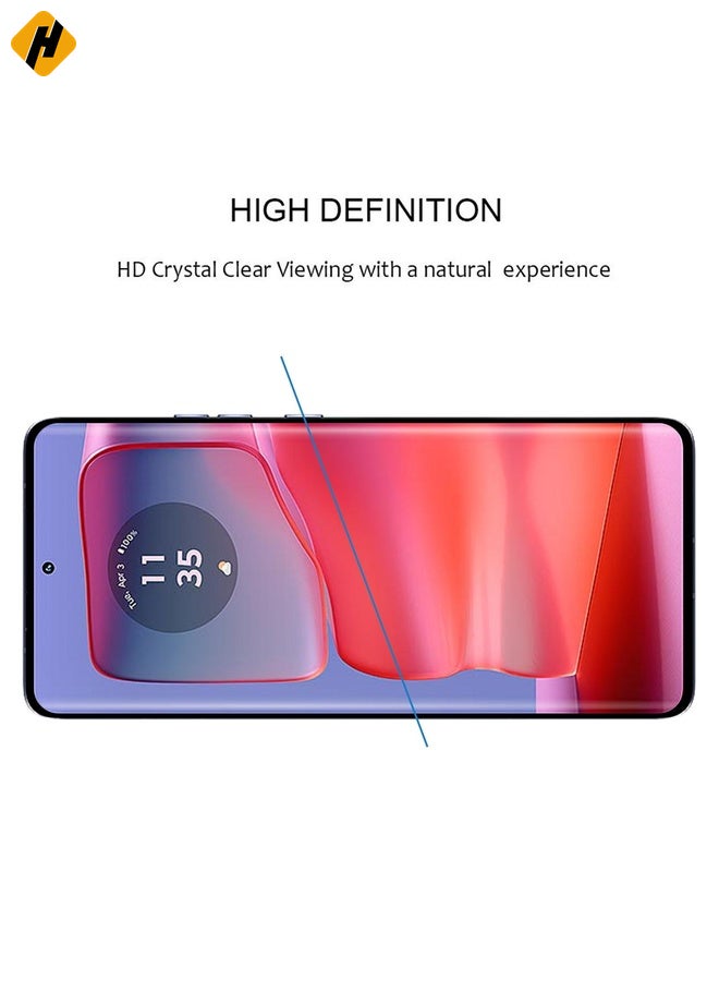 HuHa Screen Protector For Motorola Edge 50 Pro Edge Glue 9H HD 3D Curved Edge Tempered Glass Film(Black) - Image 4