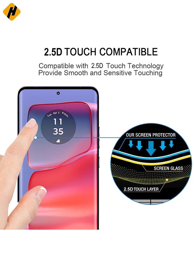 HuHa Screen Protector For Motorola Edge 50 Pro Edge Glue 9H HD 3D Curved Edge Tempered Glass Film(Black) - Image 5