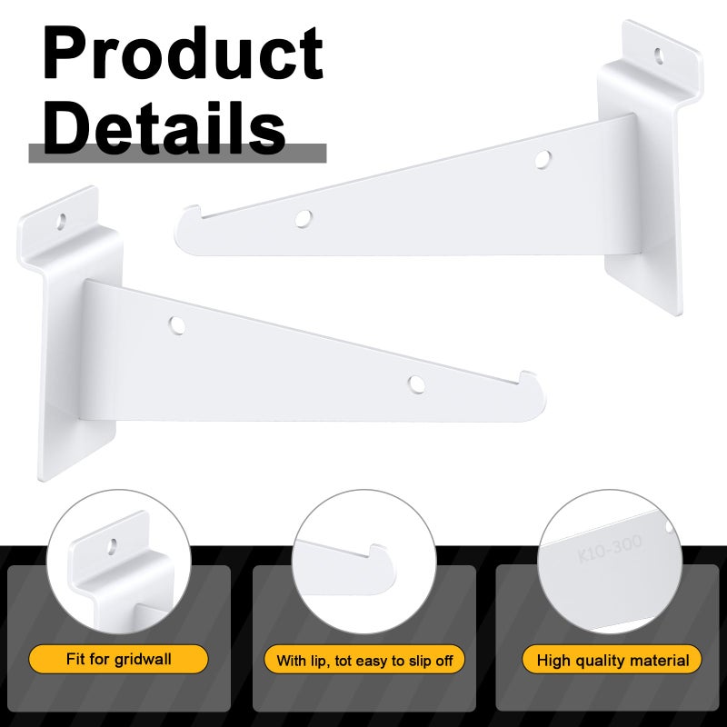 Tcevily 6 Pack White Slatwall Shelf, 15.7" x 6" Wooden Slat Wall Shelves with Metal Brackets Heavy Duty Slatwall Shelving Organizer Accessories for Home Garage (6, 15.7" x 6") - Image 5