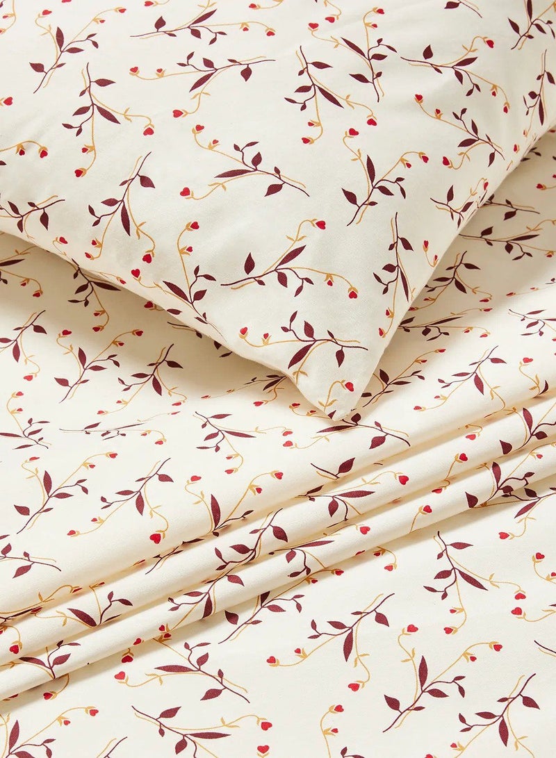 ريشا هوم 2-Piece Printed 180 TC Cotton Fitted Bedsheet Set Twin Size, Premium Collection (1 Bedsheet + 1 Pillow Cases)200x120 Cm - Image 2