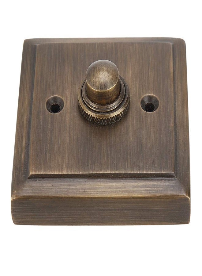 A29 Antique Brass Doorbell Button - 2 1/2" x 2 1/2" - Decorative Style Push Button in Brass with Recess Mount - Vintage Finish, Wired for Two-Wire Chimes, Weather Resistant, Easy DIY Installation - Image 3