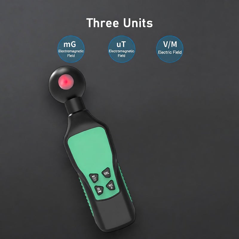 Digital EMF Meter: Black & Green Large Backlight LCD Display With Flashlight - Audible Visual Alarm Electromagnetic Field Tester for Home Appliance Radiation Detection - Image 5