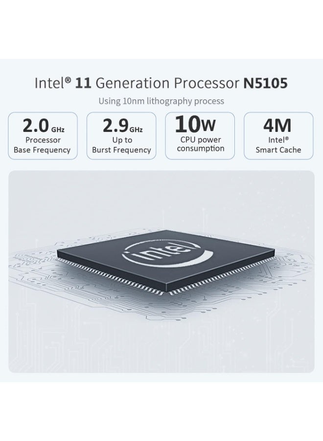 Generic Mini PC Windows 11 – Intel Celeron N5105, 8GB RAM, 256GB SSD, Small Desktop Computer with Dual HDMI, WiFi, Bluetooth, and Gigabit Ethernet - Image 3