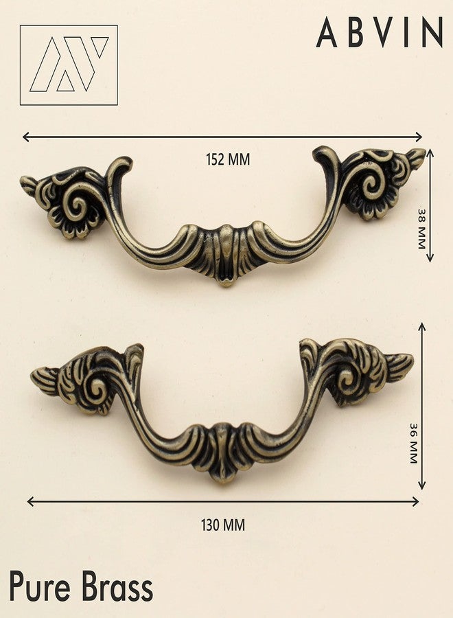 ABVIN Carving Pulls Vintage Unique Cabinet Beautiful Drawer Decorative Dresser Knobs Pulls - Pure Brass - Antique Finish - 1 Pcs (Small 5 inch) - Image 2
