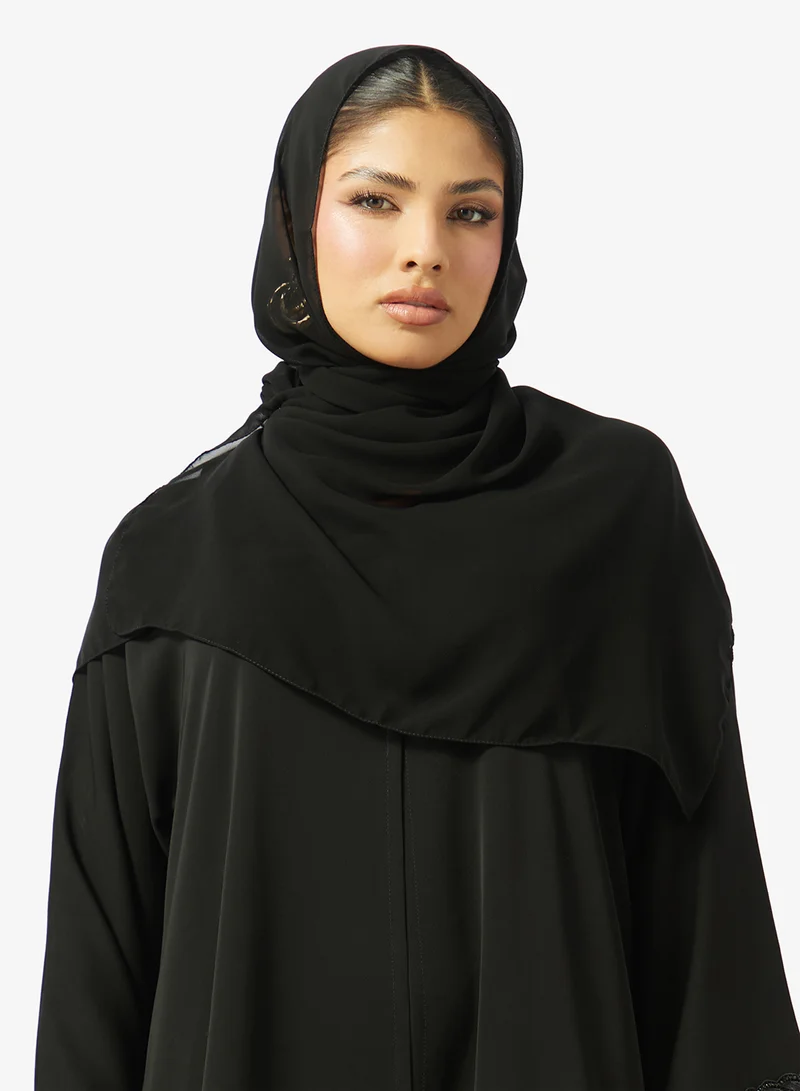 hayas closet  Embellished Open Front V Neck Abaya for Women | Best Price UAE