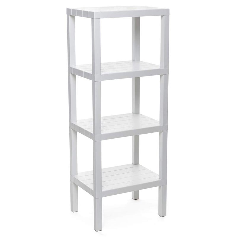 TATAY Shelving Unit with 4 Tiers  MoistureResistant  Includes Screws and Compatible with Quick Fix System  Suitable for Indoor and Outdoor Use  Holds up to 40kg  Lombok Model  White