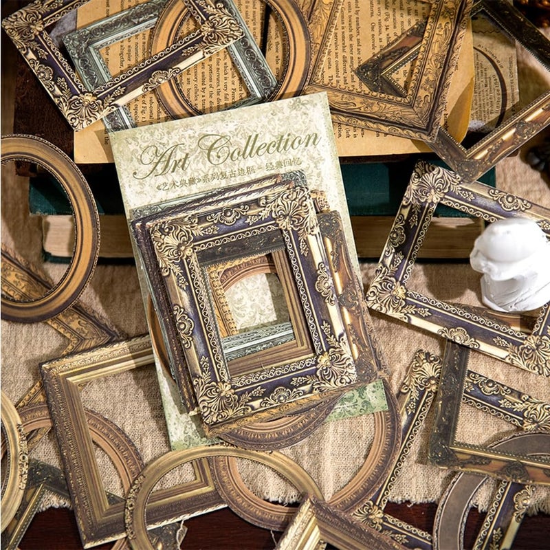 Obujopal 30Pcs Vintage Scrapbook Paper Photo Frame for Scrapbooking Junk Journal Collage Diary Embellishment DIY Photo Album DIY Craft Decoration, 10 Patterns (YSDC6) - Image 2