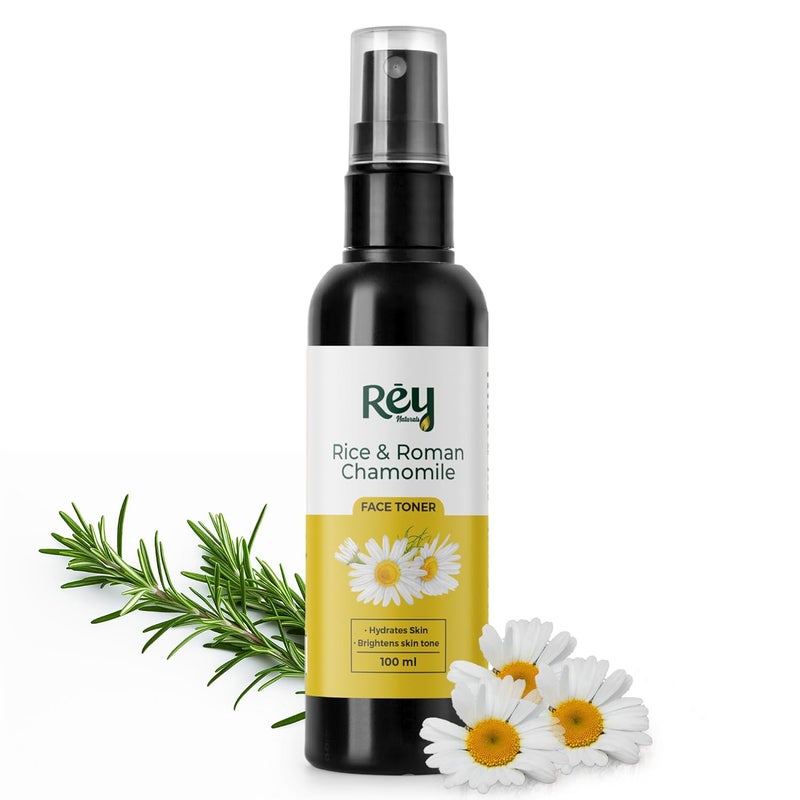 Rey Naturals Rey Naturals Aqua Range  Roman Chamomile Plus Rice Toner For Glowing Skin  100ml  NonOily Rice Water Toner Korean For Women  Men  Toner For Clear Glass  Smooth Skin  For All Skin Types - Image 1